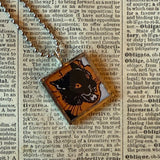 Black cats, vintage illustrations, up-cycled to soldered glass pendant