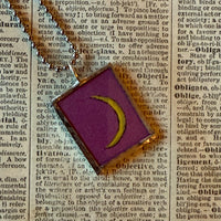 Owl, moon, vintage halloween illustrations, up-cycled to soldered glass pendant