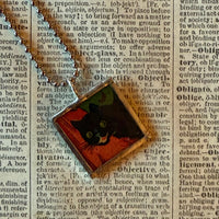 Black cats, vintage illustrations, up-cycled to soldered glass pendant