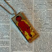 Devils, vintage illustrations upcycled to hand-soldered glass pendant