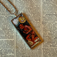Devils, vintage illustrations upcycled to hand-soldered glass pendant