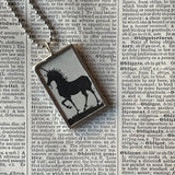 Unicorns, vintage children's book illustrations, up-cycled to soldered glass pendant