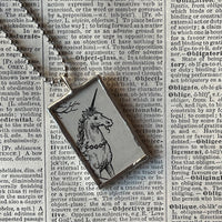 Unicorns, vintage children's book illustrations, up-cycled to soldered glass pendant