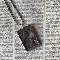 Cat, kitten, kitty, antique postcard illustrations up-cycled to soldered glass pendant