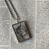 Cat, kitten, kitty, antique postcard illustrations up-cycled to soldered glass pendant