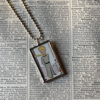 Little Prince, original illustrations from vintage book, up-cycled to soldered glass pendant