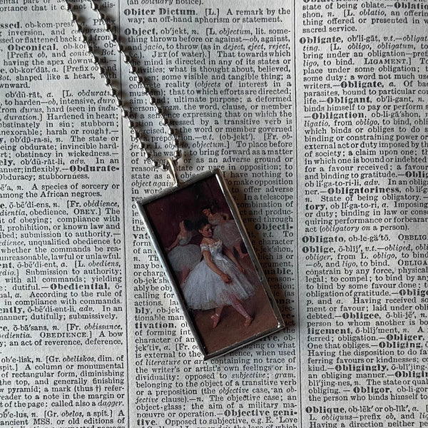Edgar Degas, Ballet Dancers, paintings upcycled to hand-soldered glass pendant