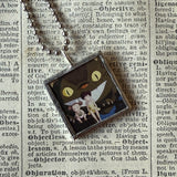 My Neighbor Totoro, Miyazaki animation stills / movie poster up-cycled to soldered glass pendant