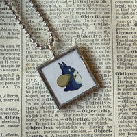 My Neighbor Totoro, Miyazaki animation stills / movie poster up-cycled to soldered glass pendant