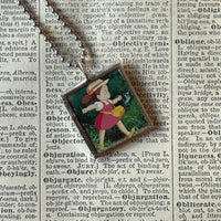 My Neighbor Totoro, Miyazaki animation stills / movie poster up-cycled to soldered glass pendant