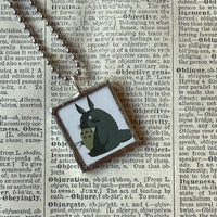 My Neighbor Totoro, Miyazaki animation stills / movie poster up-cycled to soldered glass pendant