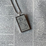 Unicorn, vintage dictionary illustration, up-cycled to hand soldered glass pendant