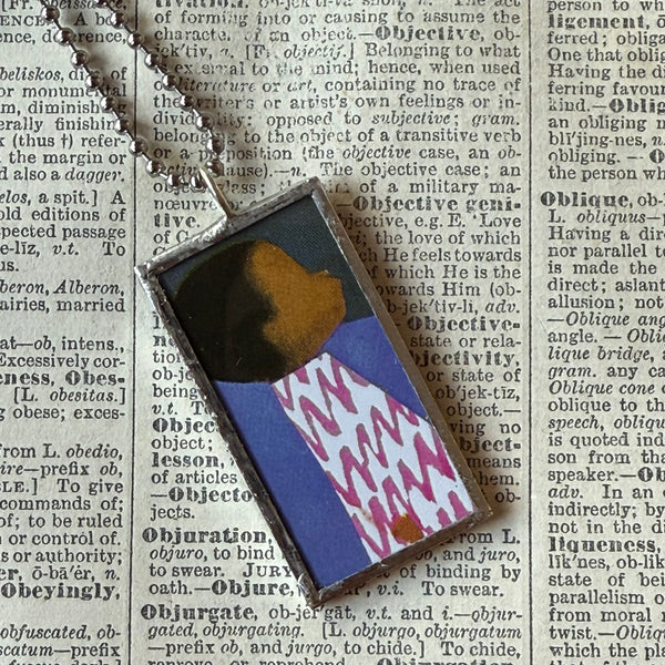 Whistle for Willie, Ezra Jack Keats, vintage children's book illustrations up-cycled to soldered glass pendant