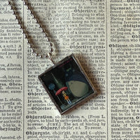 My Neighbor Totoro, Miyazaki animation stills / movie poster up-cycled to soldered glass pendant
