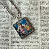 My Neighbor Totoro, Miyazaki animation stills / movie poster up-cycled to soldered glass pendant