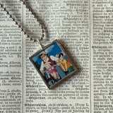 My Neighbor Totoro, Miyazaki animation stills / movie poster up-cycled to soldered glass pendant