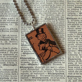 Vintage Monopoly, Chance card, Advance to Boardwalk, upcycled to soldered hand-soldered glass pendant