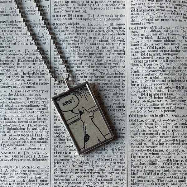 Little Orphan Annie, Sandy vintage book illustrations, upcycled to soldered glass pendant