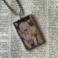 My Neighbor Totoro, Miyazaki animation stills / movie poster up-cycled to soldered glass pendant