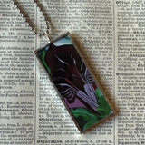 Georgia O'Keeffe, Prayer lilies, modern art, abstract painting, upcycled to hand-soldered glass pendant