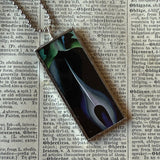 Georgia O'Keeffe, Prayer lilies, modern art, abstract painting, upcycled to hand-soldered glass pendant