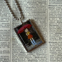 My Neighbor Totoro, Miyazaki animation stills / movie poster up-cycled to soldered glass pendant