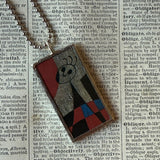 Joan Miro, modern art painting, upcycled to soldered glass pendant