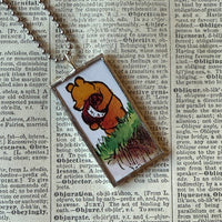 Winnie the Pooh childrens' book illustrations up-cycled to hand-soldered glass pendant
