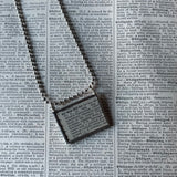 Armadillo, vintage 1940s dictionary illustration, up-cycled to hand-soldered glass pendant