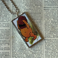 Winnie the Pooh childrens' book illustrations up-cycled to hand-soldered glass pendant