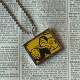Go to Jail - vintage monopoly Chance card, upcycled to soldered hand-soldered glass pendant