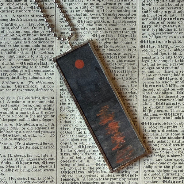 Claude Monet, Impression Sunrise, upcycled to soldered glass pendant
