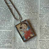 My Neighbor Totoro, Miyazaki animation stills / movie poster up-cycled to soldered glass pendant
