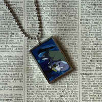 My Neighbor Totoro, Miyazaki animation stills / movie poster up-cycled to soldered glass pendant