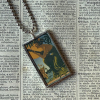 Vintage Hawaii postcards - Hula girl, sailboat, hand-soldered glass pendant