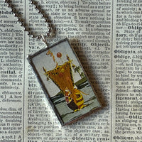 Vintage Hawaii postcards - Hula girl, sailboat, hand-soldered glass pendant