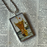 Vintage Hawaii postcards - Hula girl, sailboat, hand-soldered glass pendant