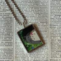 My Neighbor Totoro, Miyazaki animation stills / movie poster up-cycled to soldered glass pendant