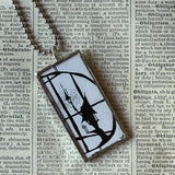 Nightmare before Christmas, Jack Skellington, original illustrations from vintage book, up-cycled to soldered glass pendant
