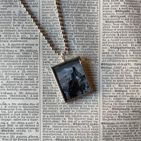 Ansel Adams photography, Yosemite, upcycled to hand-soldered glass pendant