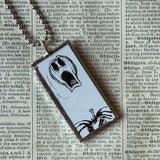 Nightmare before Christmas, Jack Skellington, original illustrations from vintage book, up-cycled to soldered glass pendant