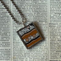 Elf, Gnome, Brownie, vintage children's book illustration up-cycled to soldered glass pendant