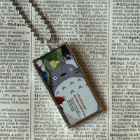 My Neighbor Totoro, Miyazaki animation stills / movie poster up-cycled to soldered glass pendant