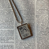 Pug dog, vintage 1930s dictionary illustration, up-cycled to hand-soldered glass pendant