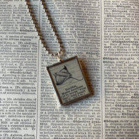 Devil fish, stringray, vintage 1930s dictionary illustration, up-cycled to hand soldered glass pendant