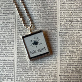 Ink, inkspot, vintage children's book llustrations up-cycled to soldered glass pendant