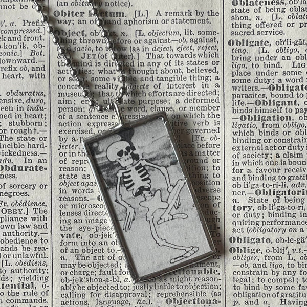 Skeleton Dance, Silly Symphonies stills, up-cycled to soldered glass pendant