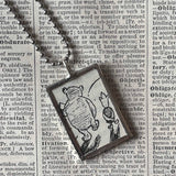 Winnie the Pooh, Piglet, book, up-cycled to hand-soldered glass pendant