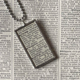 Goddess Diana, Artemis, Greek Mythology, vintage dictionary illustration, hand soldered glass pendant, upcycled to soldered glass pendant