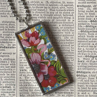 Cat, kitten, kitty, vintage die cut ephemera, up-cycled to soldered glass pendant